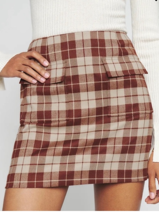 Reformation Dresses & Skirts - Reformation Janis Mini Skirt- Brown Plaid - Size 4